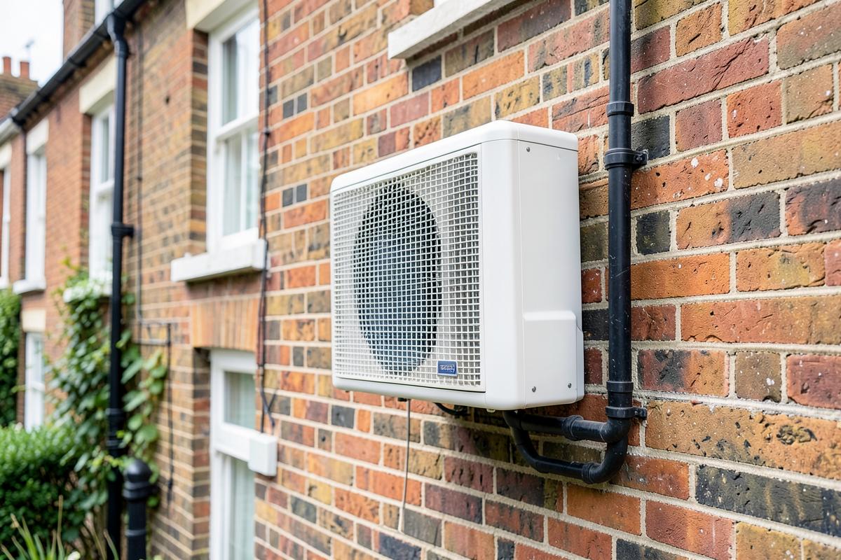 Air conditioning outdoor unit serviced on a London home